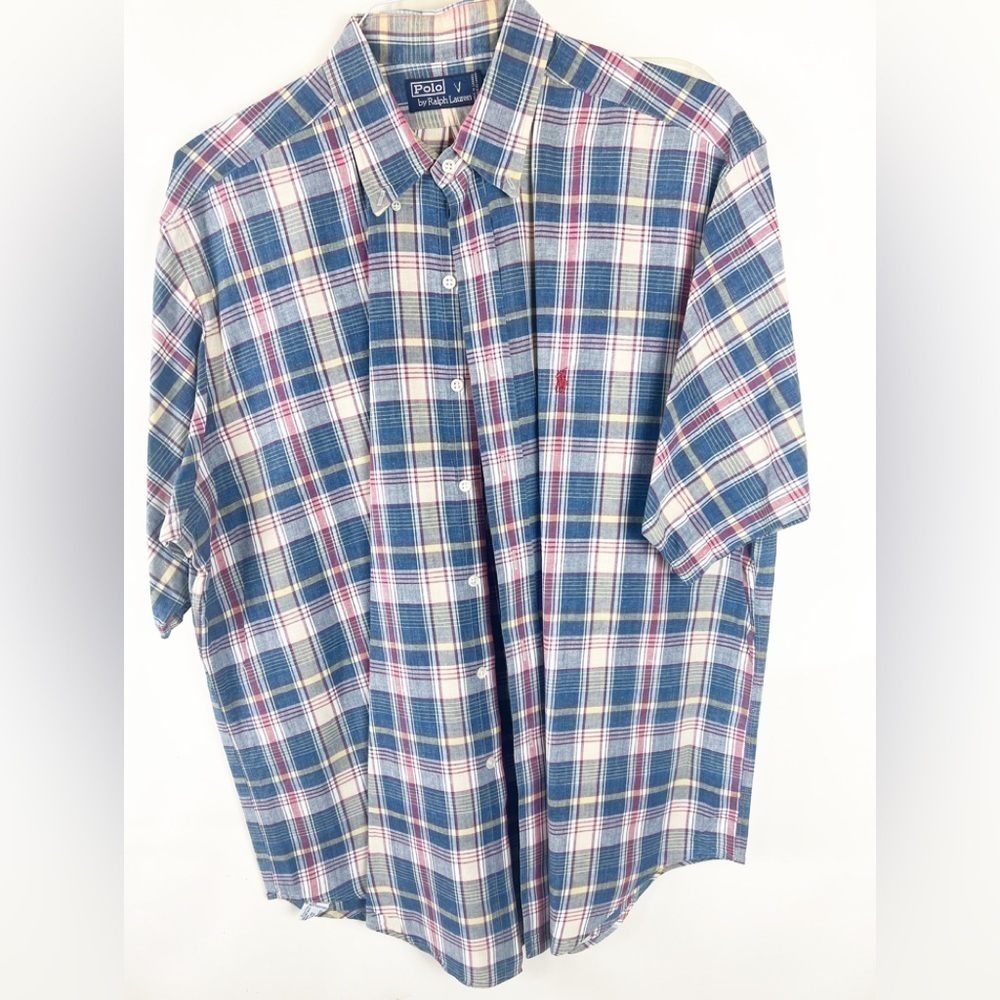 Ralph Lauren Madras Plaid Button Down short sleeve shirt